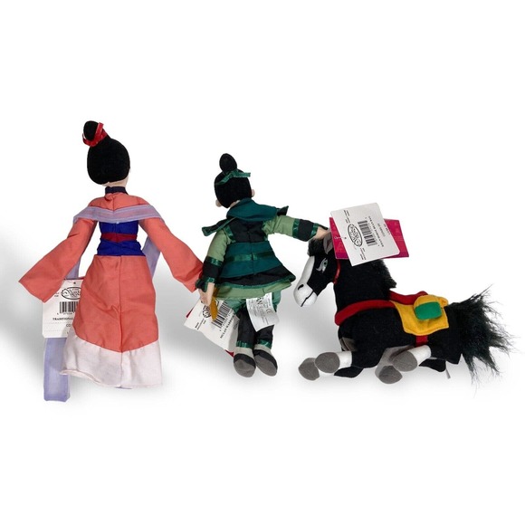 Disney Store Mulan Bean Bag Plush Lot of 3 Khan Traditional & Mulan Warrior NWT - Picture 5 of 12